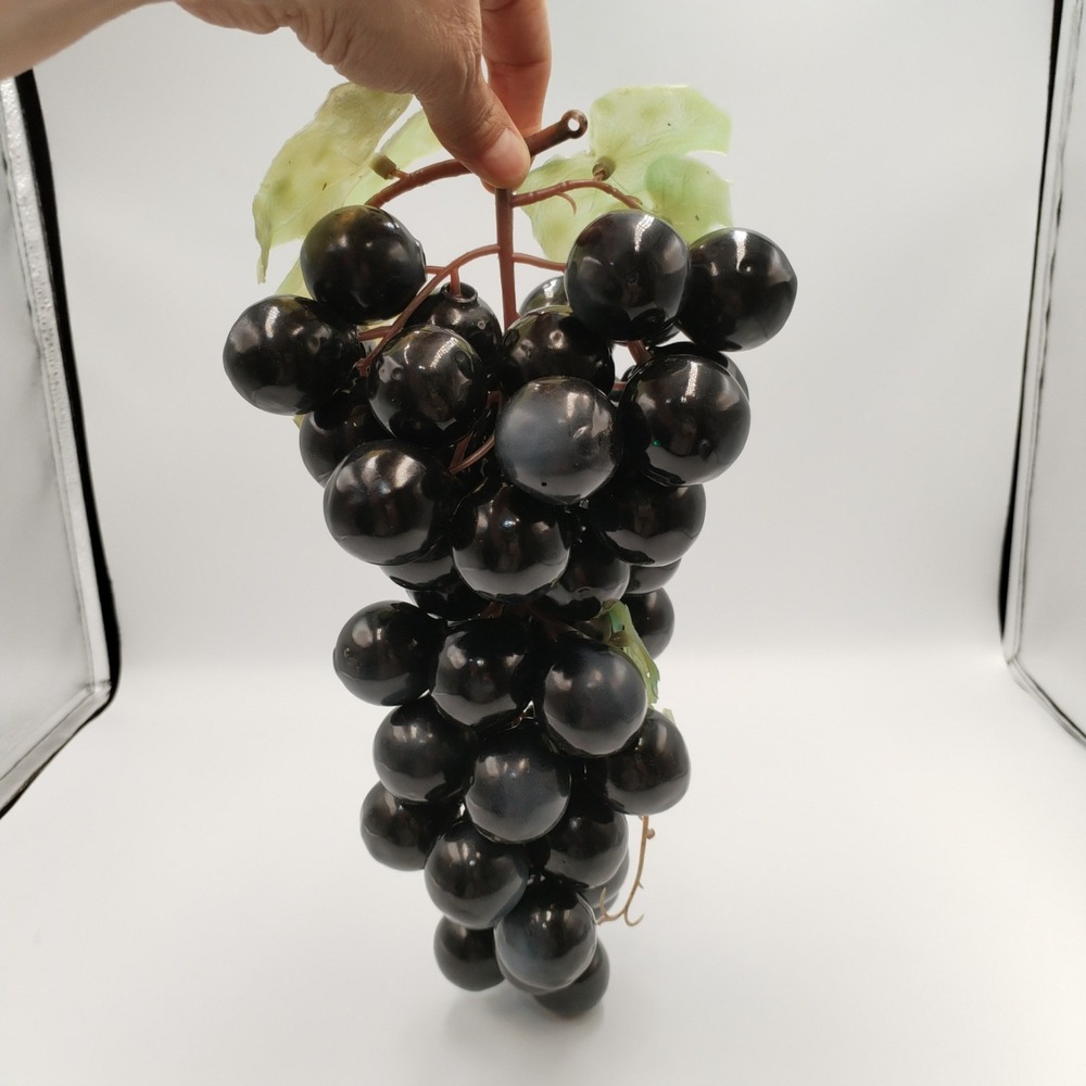 Vintage Flexible Rubber Vinyl Grape Bunch Dark Purple Black Table Decor 14 Inch